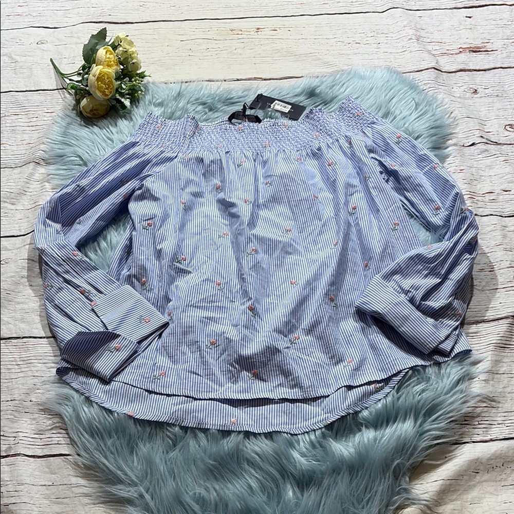 NWT Tommy Bahama Smocked Off The Shoulder Botanical Gardens Blouse sz M